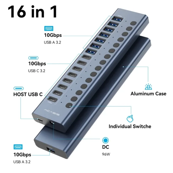 ACASIS 16 Port USB 3.2 Hub