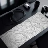 White Topographic Map Gaming Mouse Pad